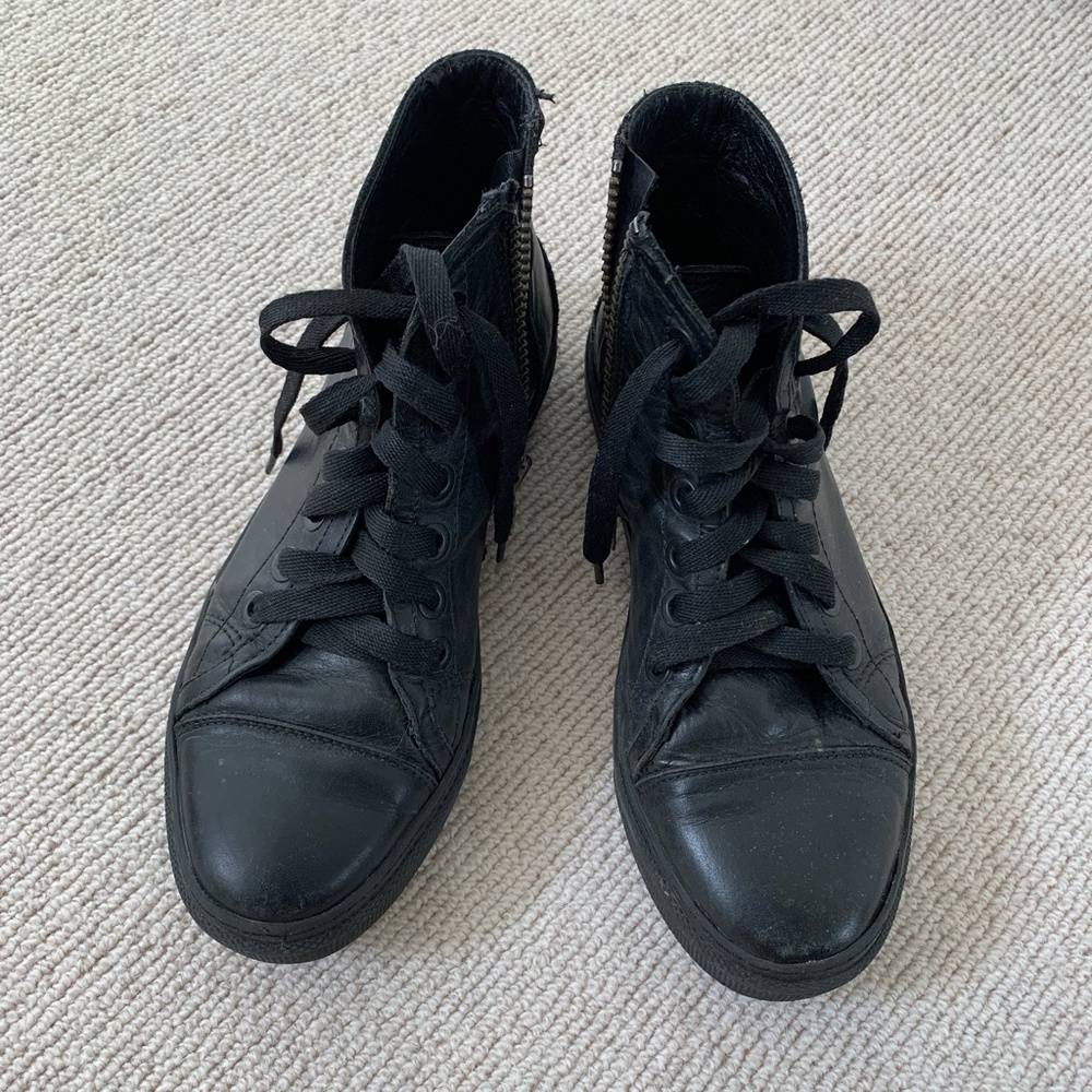 Anine Bing Nico High Top Black Leather Sneakers 37, 7